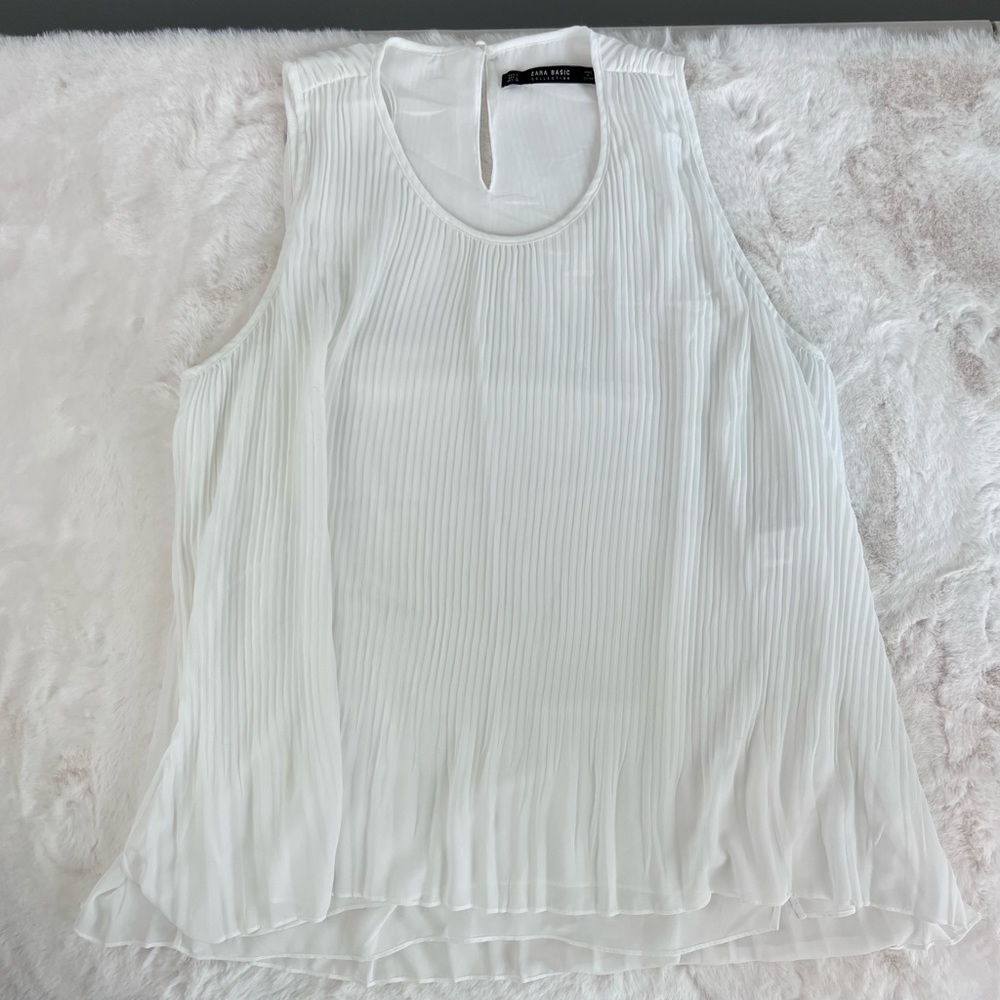 Zara white sleeveless relaxed blouse size large
